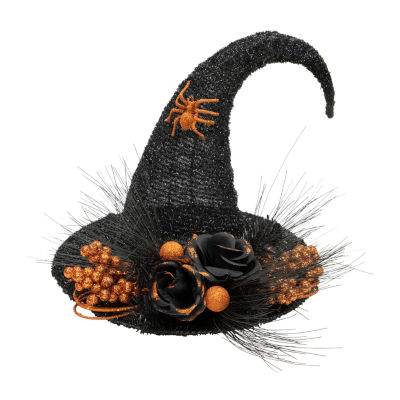 Northlight 16in Black Witch'S Hat With Roses Halloween Tabletop Decor