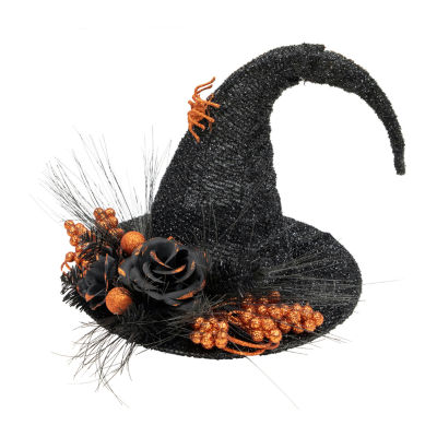 Northlight 16in Black Witch'S Hat With Roses Halloween Tabletop Decor