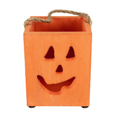 Northlight 6.25in Small Orange Wood Jack O Lantern Halloween Tabletop Decor