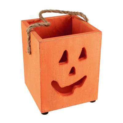 Northlight 6.25in Small Orange Wood Jack O Lantern Halloween Tabletop Decor