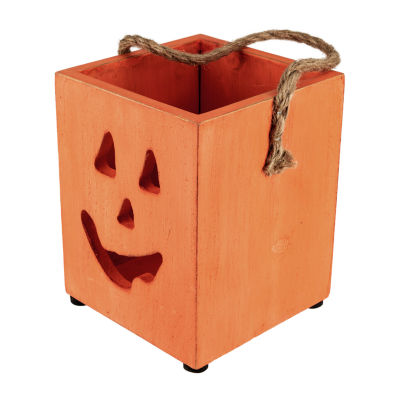 Northlight 6.25in Small Orange Wood Jack O Lantern Halloween Tabletop Decor