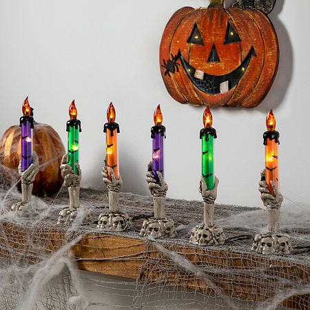 Northlight 8.5in Led Skeleton Candle 6-pc. Lighted Halloween Tabletop Decor, One Size, Brown