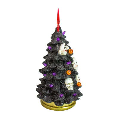 Northlight 12in Black Led Skull And Ghost Indoor Artificial Tree