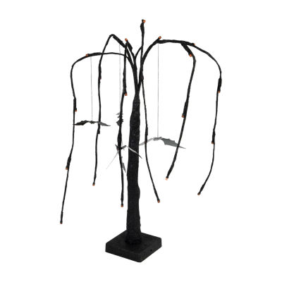 Northlight 24in Led Black Glittered Willow Indoor Artificial Tree