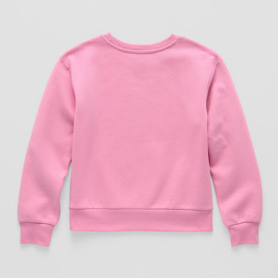 Little & Big Girls Crew Neck Long Sleeve Fleece Barbie Sweatshirt