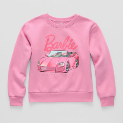 Little & Big Girls Crew Neck Long Sleeve Fleece Barbie Sweatshirt