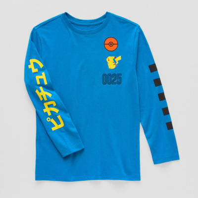 Little & Big Boys Crew Neck Long Sleeve Pokeman Graphic T-Shirt