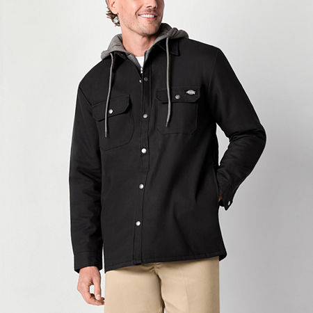 Dickies Water Repellent Duck Mens Water Resistant Hooded Shirt Jacket, Large, Black