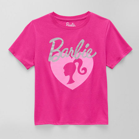 Little & Big Girls Crew Neck Short Sleeve Barbie Graphic T-Shirt, X-small (6-6x), Pink