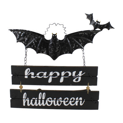 Northlight 17in Happy Halloween Black Bat Wall Sign