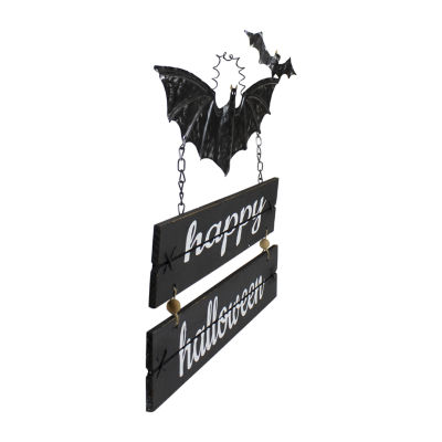 Northlight 17in Happy Halloween Black Bat Wall Sign