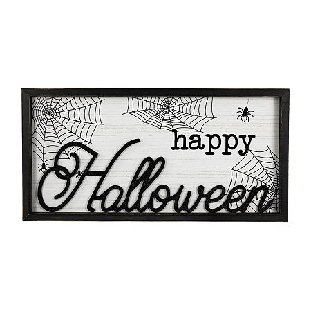 Northlight 23.5in Happy Halloween Spider Web Wall Sign, One Size, Black