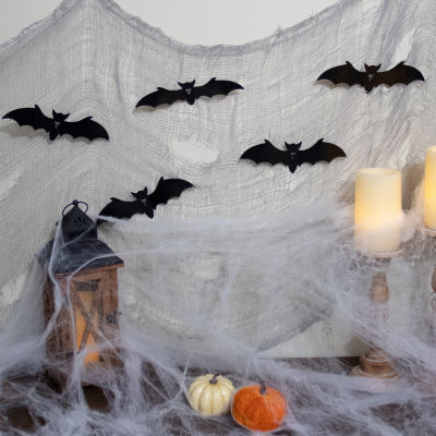 Northlight 9.75ft Gray Gauze And Bats Decoration Kit Wall Decal