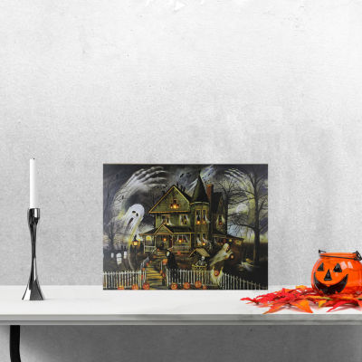 Northlight 12in X 15.75in Led Haunted House Canvas Art