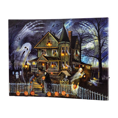 Northlight 12in X 15.75in Led Haunted House Canvas Art