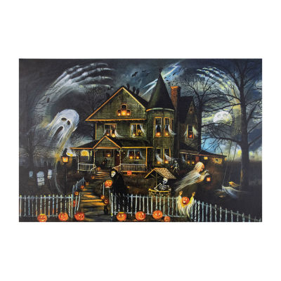 Northlight 23.5in X 16in Led Haunted House Canvas Art