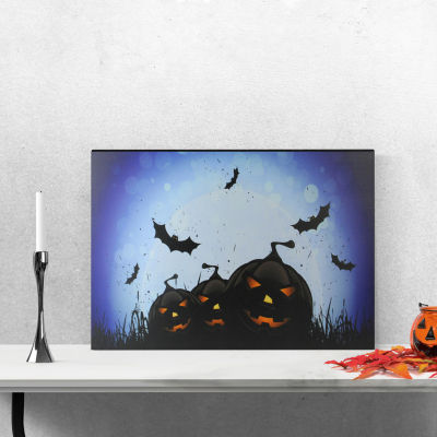 Northlight Led Jack-O-Lanterns And Bats Canvas Art