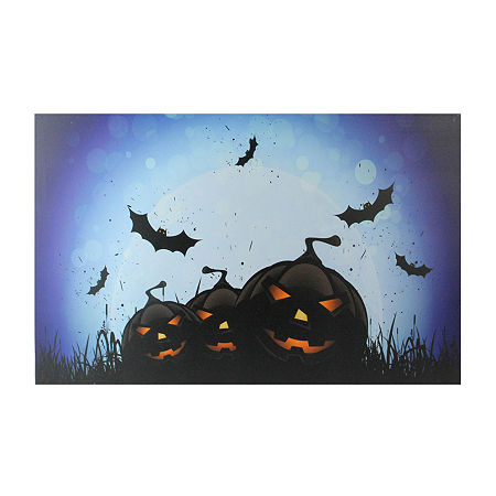 Northlight Led Jack-O-Lanterns And Bats Canvas Art, One Size, Orange