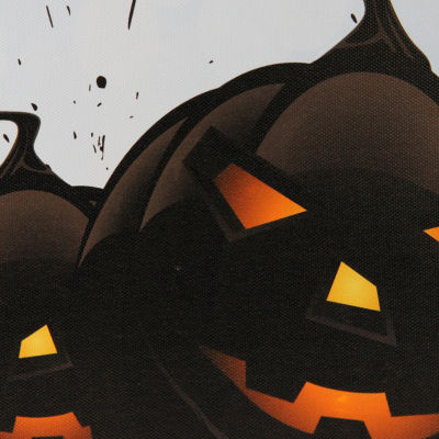 Northlight Led Jack-O-Lanterns And Bats Canvas Art