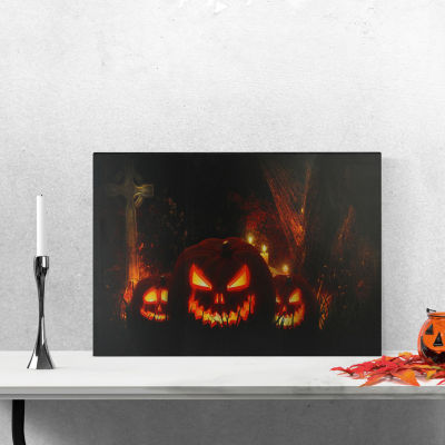 Northlight Led Jack-O-Lanterns In Cemetery Canvas Art