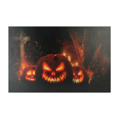 Northlight Led Jack-O-Lanterns In Cemetery Canvas Art