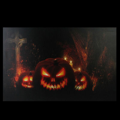 Northlight Led Jack-O-Lanterns In Cemetery Canvas Art