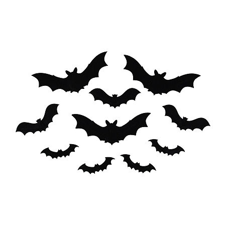 Northlight 12in Black Posable Felt Bats 10-pc. Wall Decal, One Size, Black