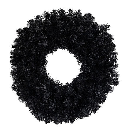 Northlight 24in Black Colorado Spruce Wreath, One Size, Black