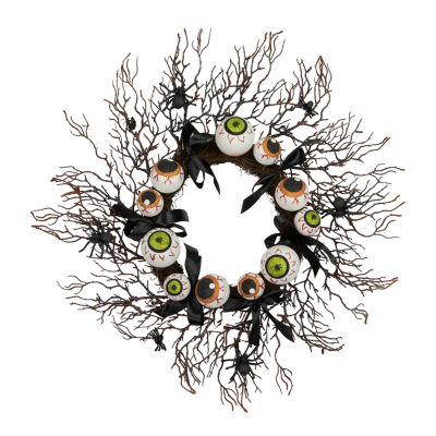 Northlight 24in Eyeballs And Spiders Twig Wreath