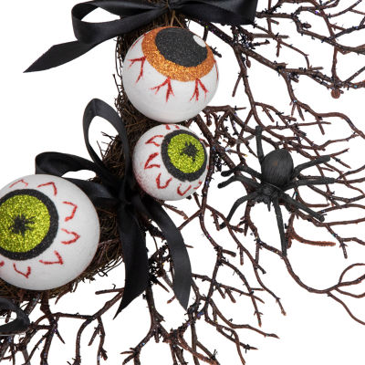 Northlight 24in Eyeballs And Spiders Twig Wreath