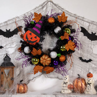 Northlight 24in Jack-O-Lantern In Witches Hat Wreath