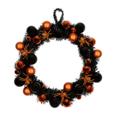 Northlight 18in Orange Spiders And Ornaments Wreath