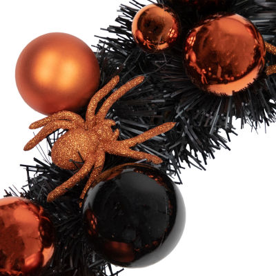 Northlight 18in Orange Spiders And Ornaments Wreath