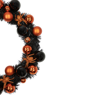 Northlight 18in Orange Spiders And Ornaments Wreath