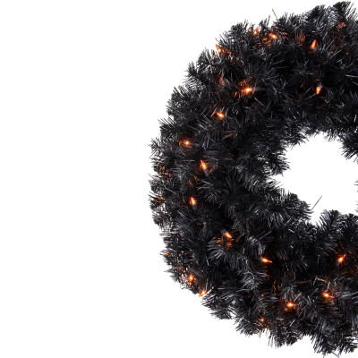 Northlight 24in Pre-Lit Black Noble Spruce Wreath