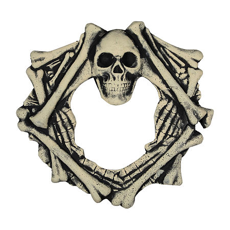 Northlight 18in Skull Head And Bones Wreath, One Size, Black