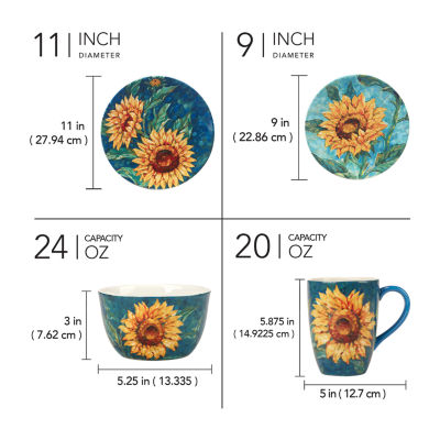 Certified International Golden Sunflowers 16-pc. Earthenware Dinnerware Set