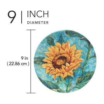 Certified International Golden Sunflowers 4-pc. Dishwasher Safe Earthenware Salad Plate