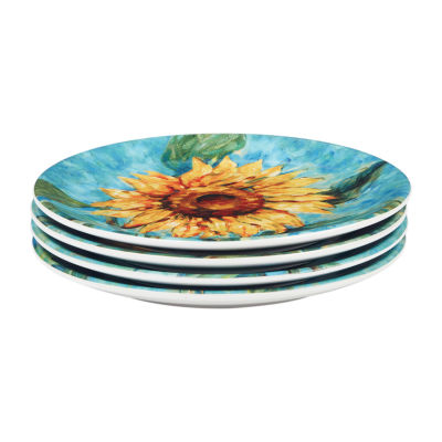 Certified International Golden Sunflowers 4-pc. Dishwasher Safe Earthenware Salad Plate