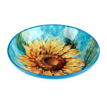 Certified International Golden Sunflowers Serving Bowl, One Size, Blue