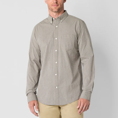 St. John's Bay Stretch Poplin Mens Slim Fit Long Sleeve Button-Down Shirt