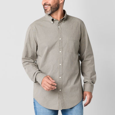 St. John's Bay Poplin Mens Easy-on + Easy-off Seated Wear Adaptive Classic Fit Long Sleeve Button-Down Shirt