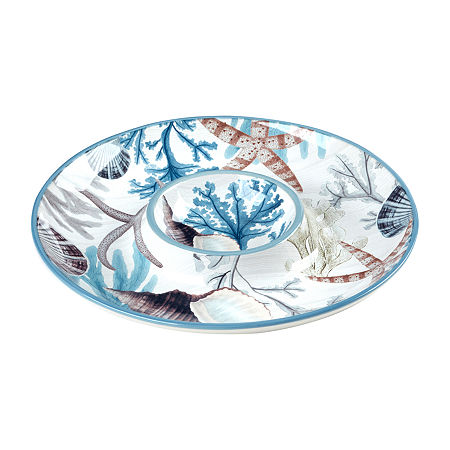 Certified International Beyond The Shore Earthenware Chip + Dip Set, One Size, Blue