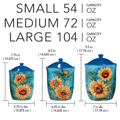 Certified International Golden Sunflowers 3-pc. Canister