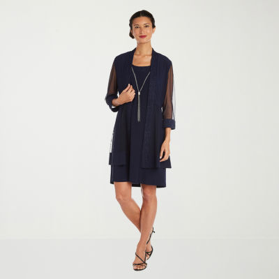 R & M Richards Womens Jacket Dress With Removable Necklace