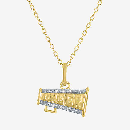 (G-H Womens Diamond Accent Lab Grown White Diamond Accent 14K Gold Over Silver 16 Inch Pendant Necklace, One Size, Yellow