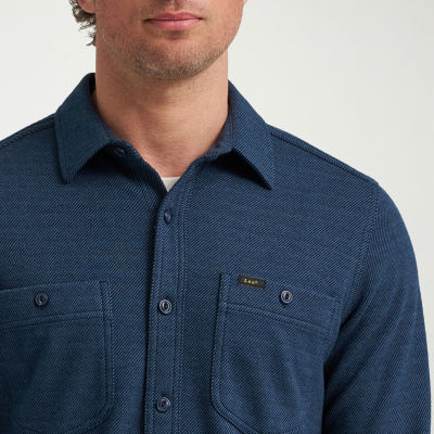 Lee Brushed Knit Mens Long Sleeve Regular Fit Button-Down Shirt