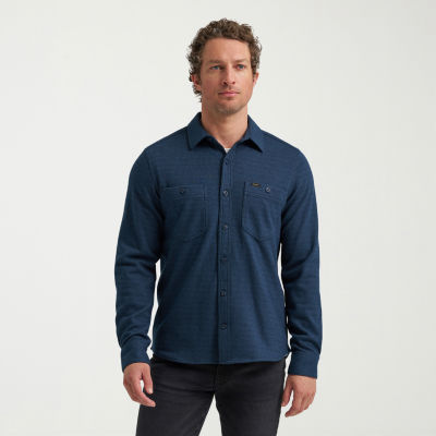 Lee Brushed Knit Mens Long Sleeve Regular Fit Button-Down Shirt