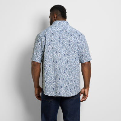 Van Heusen Mens Wrinkle Free Short Sleeve Slim Fit Big and Tall Button-Down Shirt