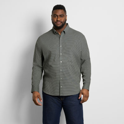 Van Heusen Big and Tall Mens Slim Fit Long Sleeve Plaid Button-Down Shirt